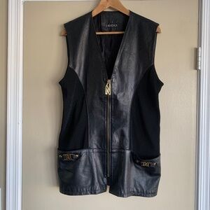 Nouchka Black Leather Zip Up Vest Made in Italy 46 or M City Party